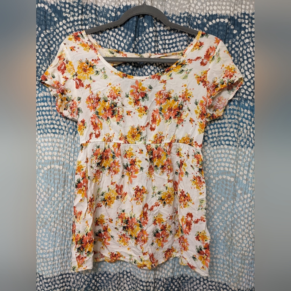 Floral Babydoll Top with Bow, small